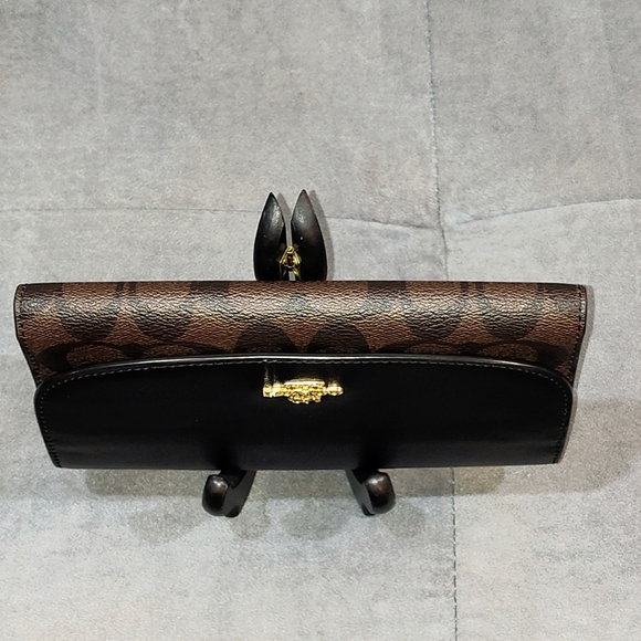 NWOT COACH SIGNATURE MONOGRAM TRI-FOLD LONG SNAP WALLET COATED CANVAS & LEATHER - Picture 8 of 15